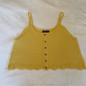 Knit Yellow Crop Top with Buttons, Almost Famous